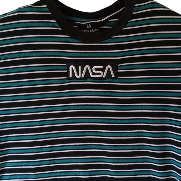 Hyper Space NASA men's multicolored striped short-sleeve t-shirt size M - Picture 3 of 8